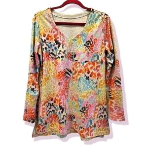 Soft Surroundings Wild Thing Animal Leopard Print V-Neck Tunic.